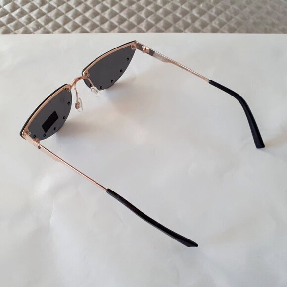 NWT Kendall & Kylie small profile chrome rivet frameless black lens sunglasses - Picture 6 of 6